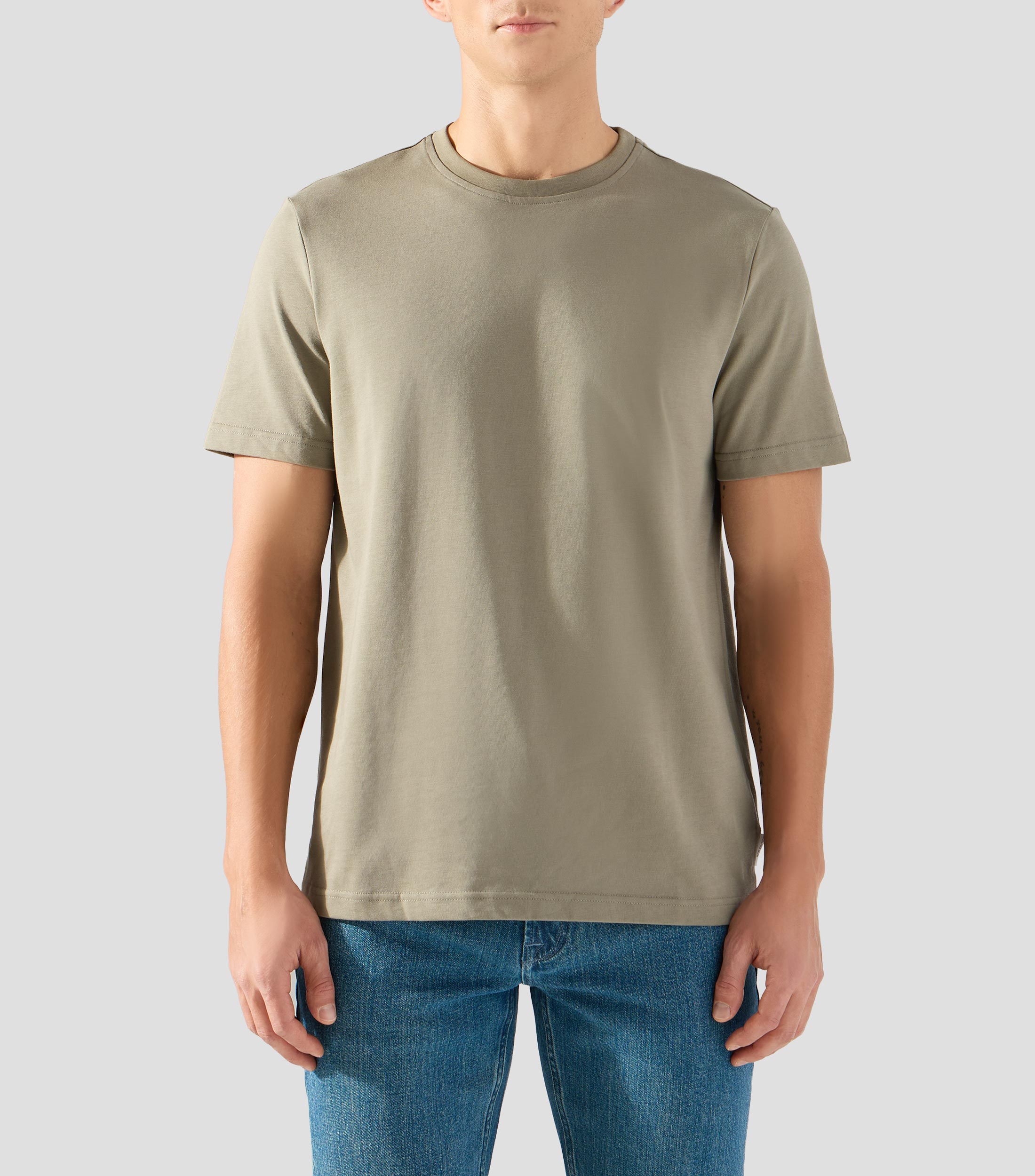 Playera de cuello redondo con manga corta lisa Hombre